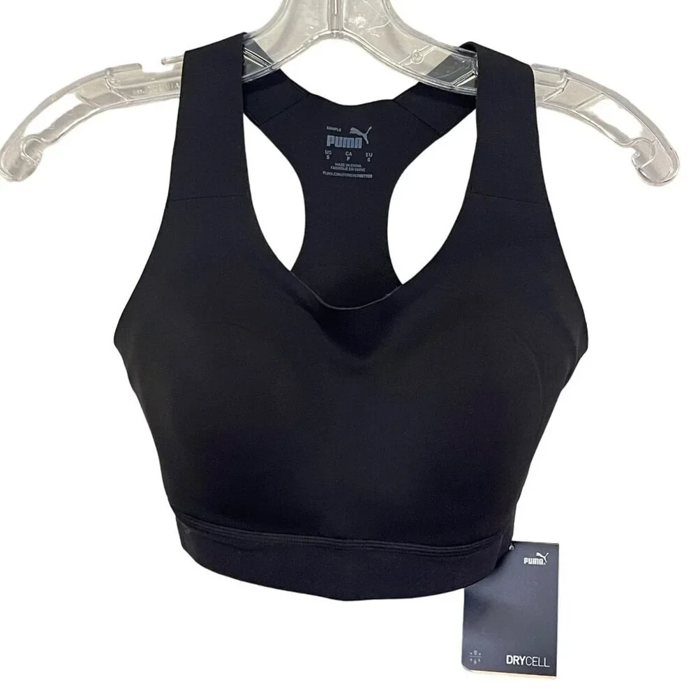 Puma Size Small High Impact Black Sports Bra Workout Running Gym NWT